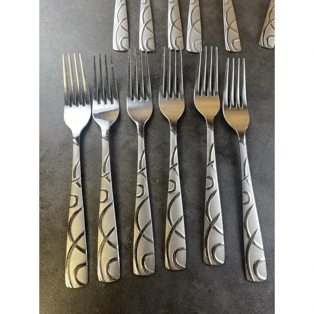 Cambridge Conquest Set of 37 Glossy Frosted Circles Flatware